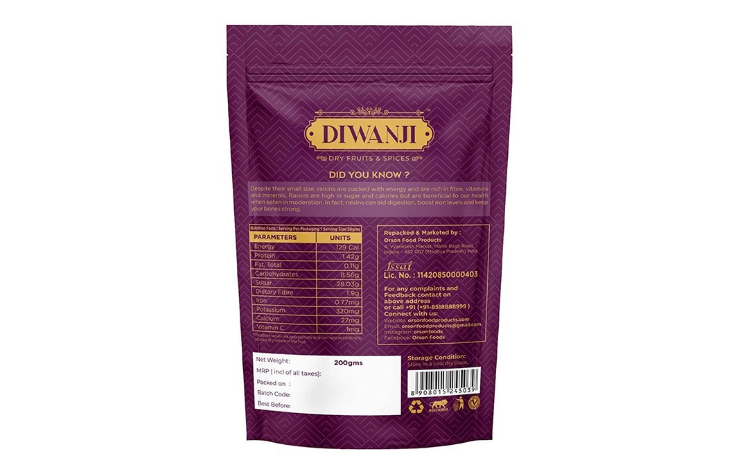 Diwanji Raisins    Pack  200 grams